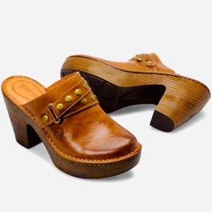 Born gold studded strap brown clogs